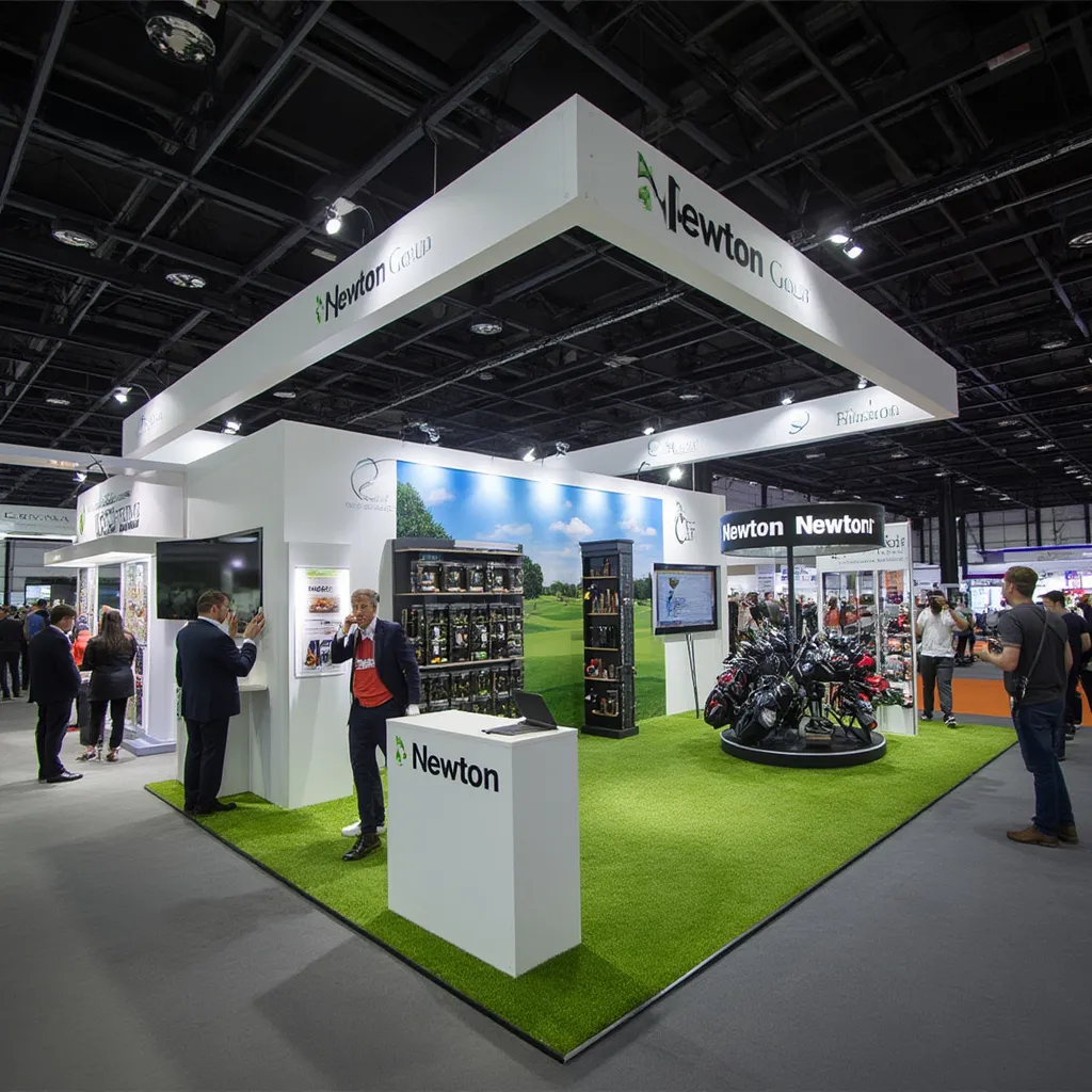 Stand de Newton Golf en una feria de golf