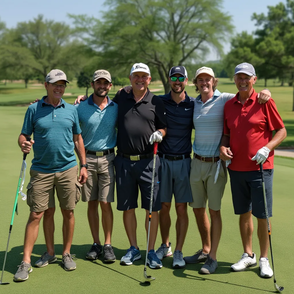 Grupo de golfistas satisfechos con equipos Newton